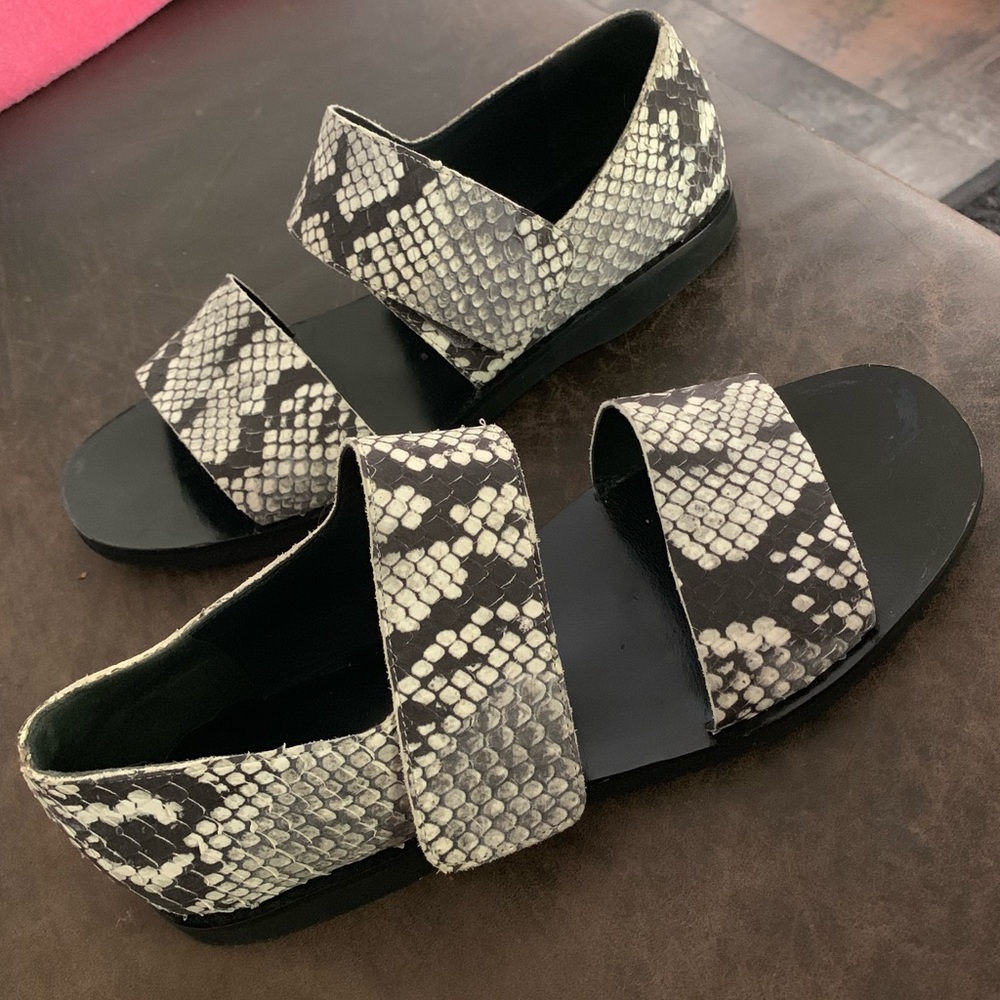 Vince Salina Python-Print Sandal, Black/White - image 3